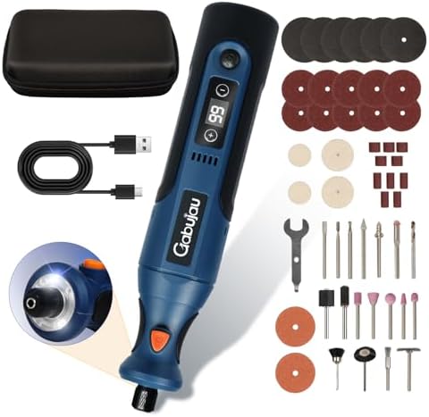 Cordless Rotary Tool Kit Mini, 7.4V 12-Speed Power USB Rechargeable by Gabujau