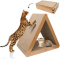 3 Pack Cardboard Cat Scratcher & Scratch Pad, Buildable Triangle Cat House w/ by ANGETRA