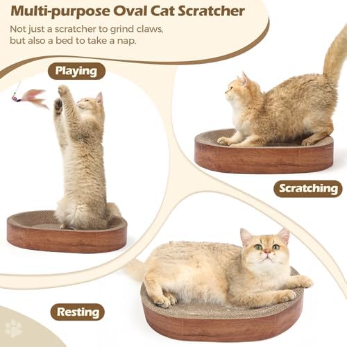 ComSaf Cat Scratcher Bed, Oval Cardboard Scratching Board - Image 5