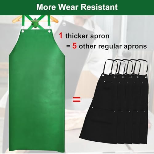 SHEOMERN Waterproof Rubber Apron, Lab Work, Dog Grooming Green - Image 3