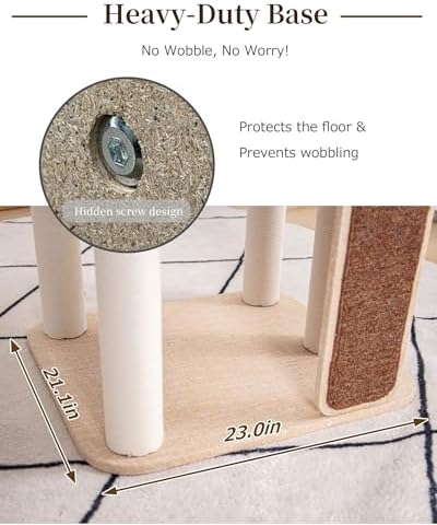 53" Cat Tree Tower for Large Cats, Large Perch & Sisal Board - Image 6