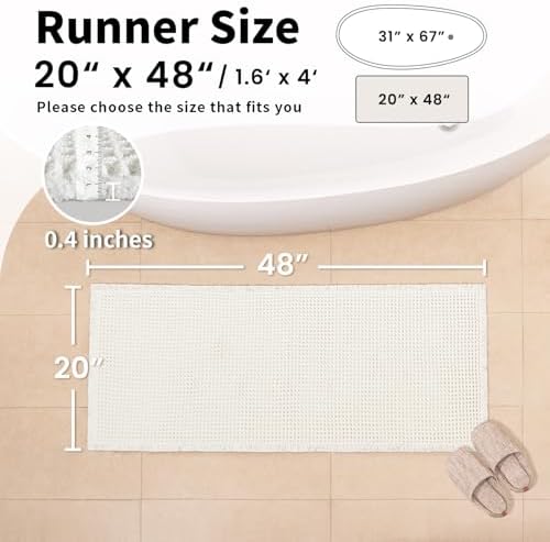 White Bathroom Rugs, Waffle Bath Mat Non Slip Washable - Image 2