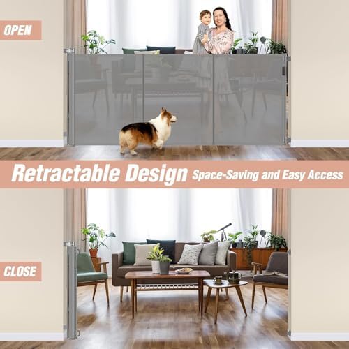 Reinforced 42" Tall Pet Gate 75" Wide Retractable Baby Gates Indoor/Outdoor - Image 4