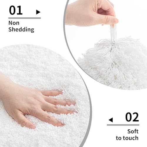 Disolla White Bathroom Rugs 20x32, Microfiber Non-Slip Plush Thick Bath Mat - Image 4