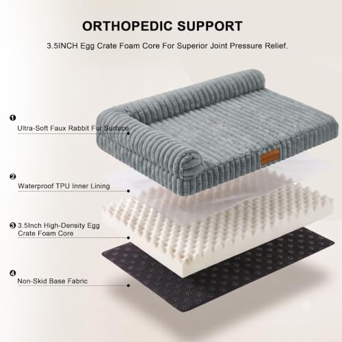 Orthopedic Large Dog Bed Furry Pet Bed, Washable Cover 42''X28'' - Image 6