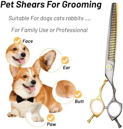 7.5in 25° Curved Dog Grooming Chunker Scissors, 35 Teeth Shears - Image 7