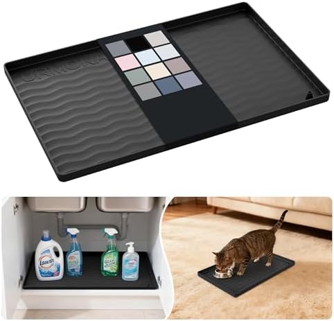 URMONA Waterproof Silicone Under Sink Mat, 16 x 10 in, Flexible Shelf Liner by URMONA