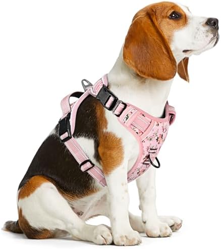 Timos Dog Harness Medium Sized, Quick Release 3 Buckles, Flower Pink - Image 6