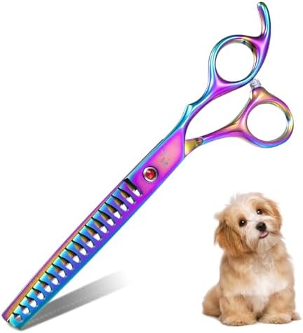 DRGSKL Rainbow Dog Thinning Shears, Offset Pet Grooming Scissors by ProfessionalKitchenKnife