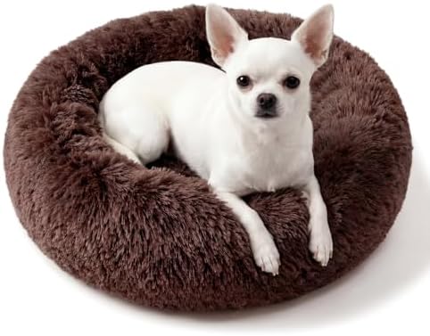nononfish Fluffy Donut Dog Bed for Small Dogs, Cozy Round Pet Bed by nononfish