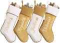 Personalized Christmas Stockings with Names 4 Pack White Gold by Ugiftcorner