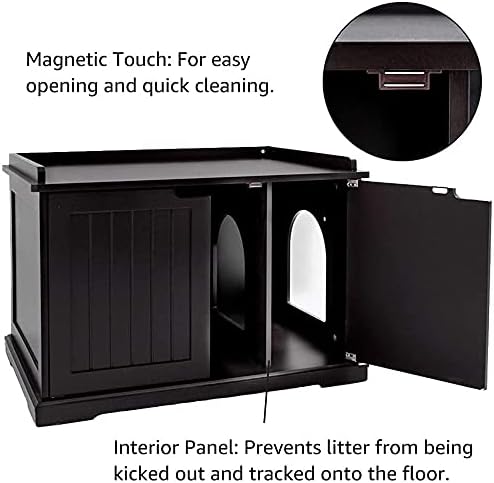 unipaws Cat Litter Box Enclosure Furniture, Hidden Litter Box Cover - Image 3