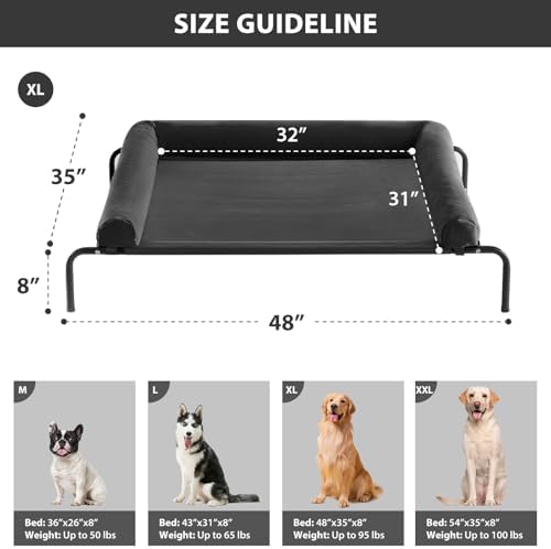 RRPETHOME Large Elevated Cooling Cot, Portable Outdoor Raised Dog Bed - Image 2