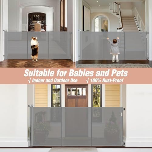 Reinforced 42" Tall Pet Gate 75" Wide Retractable Baby Gates Indoor/Outdoor - Image 5