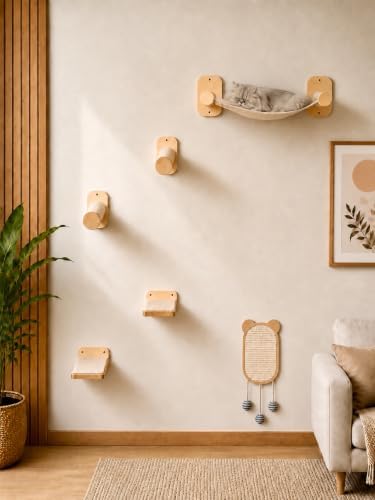 Cat Wall Shelves 6-in-1 Wall Mounted Cat Furniture by Unknown