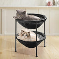 JUNSPOW Double Cat Bed Black, Breathable by JUNSPOW