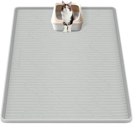 Silicone Cat Litter Box Mat 28"x 22" Extra Large Cat Rubber Mat by Bartuke