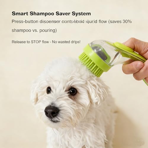 Pet Bath Brush with Shampoo Dispenser, Silicone Massage Grooming Tool - Image 5
