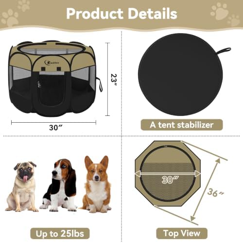 Siedihit Dog Cat Playpen, Medium Puppy Pet Playpen, Dog Crate Tent Cage - Image 3