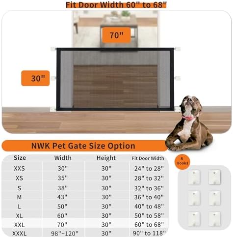 NWK Dog Gate for Stairs and Doorways 70''X30'' Fits 60 to 68 Inch Opening - Image 2