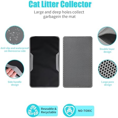Cat Litter Mat 30"x24", Double Layer Waterproof Litterbox Mat - Image 2