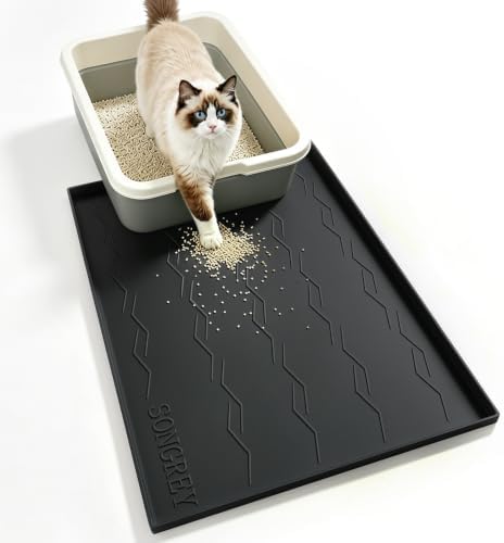 Songrey Silicone Cat Litter Mat 24" x 16", Large Litter Trapping Mat by Unknown