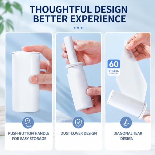 Mini Travel Lint Roller Works Great On Pet Hair w/Dust Cover, 60 Sheets - Image 4