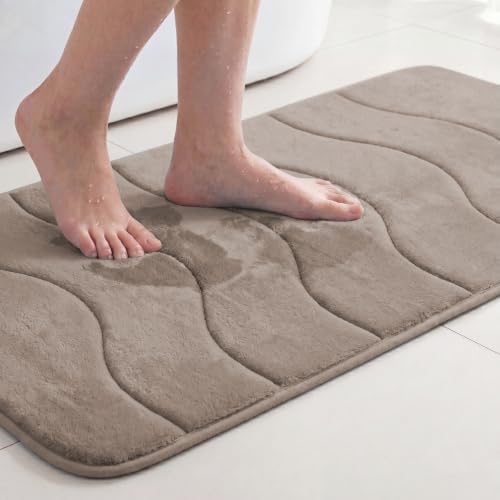 Flamingo P Taupe Bath Mat 20x32 Quick Dry Washable Memory Foam by FlamingoP