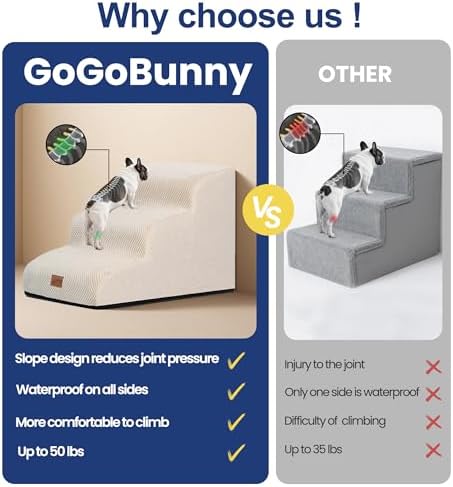 GoGoBunny Dog Stairs for High Bed, 19.7" H 4-Step Ramp Dog Steps - Image 4