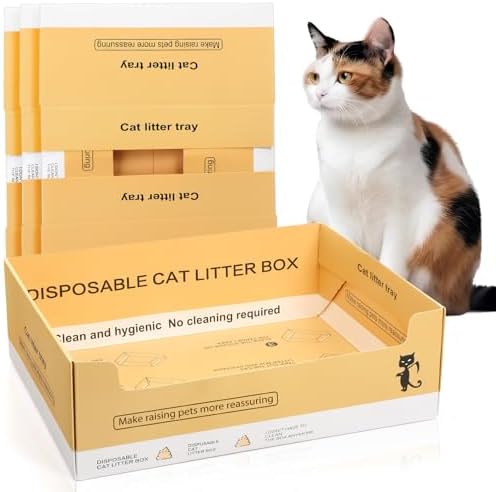 Maxcheck 5 Pcs Disposable Cat Litter Box, 14.96 x 11.4 x 4.7 Inch by Maxcheck