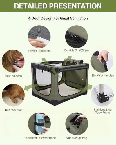 42 x 31 x 31 Inch Collapsible Soft Dog Crate - Image 4