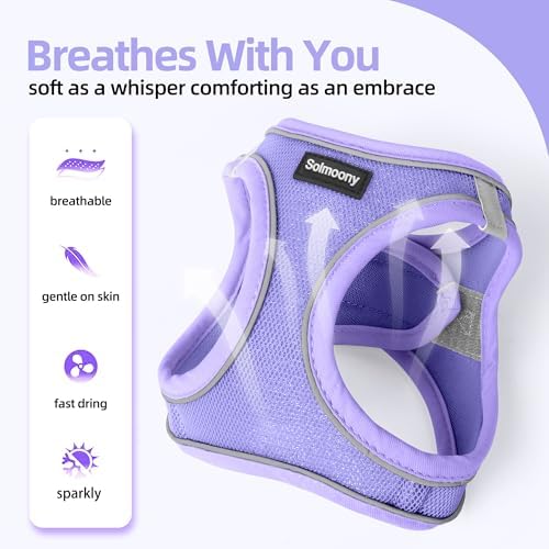 Solmoony Sparkly Medium Dog Harness and Leash Set, Step in Soft Light Puppy Vest - Image 3