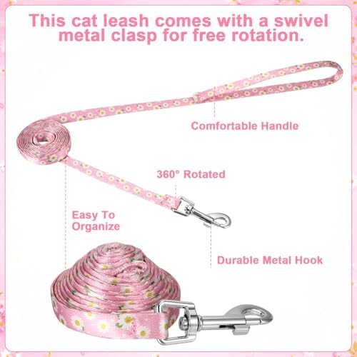 2 Pack Floral Cat Harness and Leash, Escape Proof Adjustable Kitten Harness - Image 4