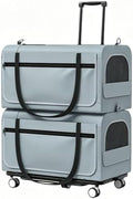 Double Decker Rolling Cat Carrier Large Wheeled Pet Carrier by Unknown
