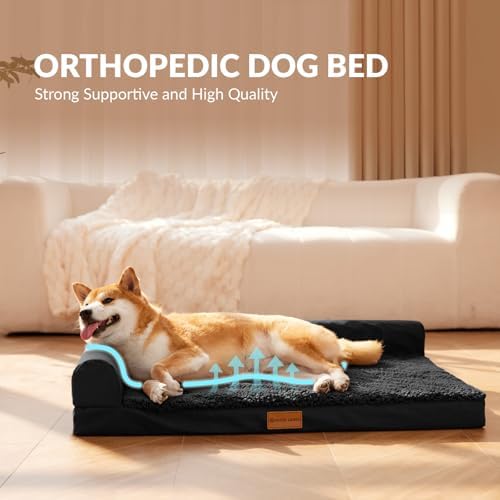 Patas Lague Orthopedic Large Dog Bed Washable Pet Sofa Bed 36''X24'' Black - Image 3
