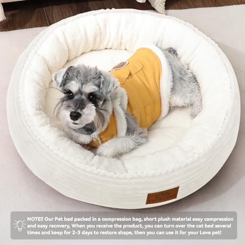 Zerbuger 23in Cream Round Dog Bed Sofa - Image 6