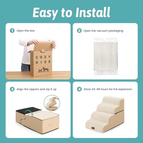 COZY KISS Detachable Small Dog Stairs 19.7" H, Wide Pet Step - Image 4