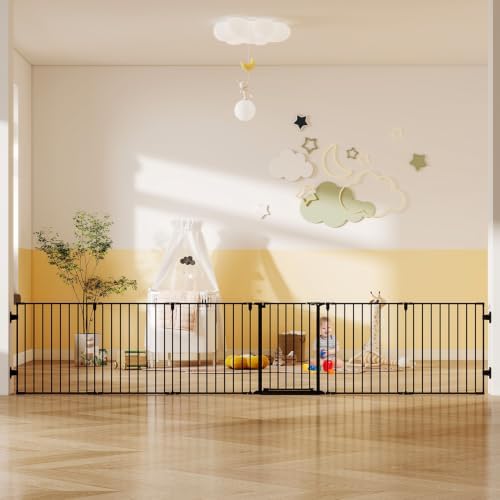 144" Extra Wide Baby Gate with Door, Configurable Baby Fence by Cideny