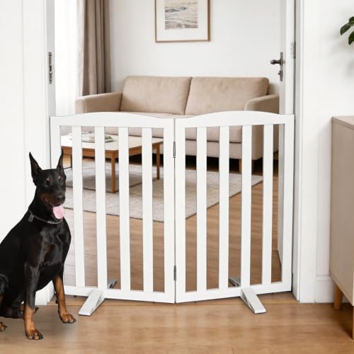 Freestanding Dog Gate Indoor, Doggie Gate Foldable Dog Gates by SFJC