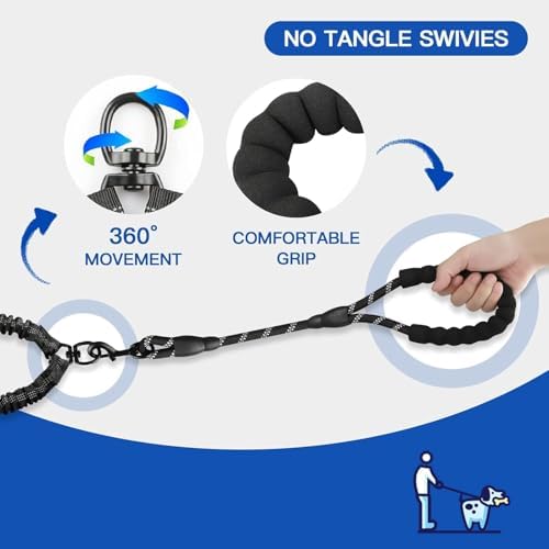 MingXpets Double Dog Leash, 360° Swivel Tangle Free Bungee Walking Training - Image 4