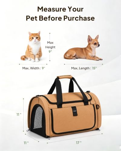 Backpackable Cat Carrier 17"x11"x11", Soft-Sided Collapsible Pet Carrier - Image 6