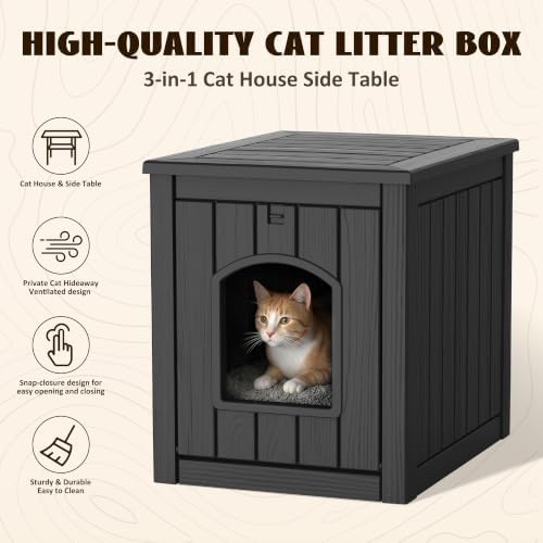 PatioZen Cat Litter Box Enclosure, Resin Hidden Litter Box - Image 2