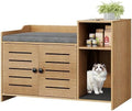 Jojoka Tall Cat Litter Box Enclosure, 33.8" Wood Hidden Litter Box Cabinet by Jojoka
