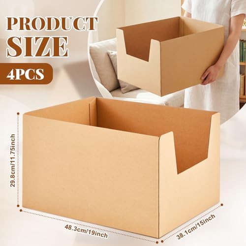 Lounsweer 4 Pack XXL Disposable Litter Boxes, Jumbo Cardboard High Sided - Image 2