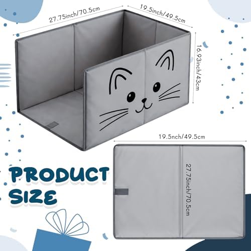 27.8"L×19.5"W×16.93"H Foldable Cat Litter Box Enclosure Splash Guard - Image 2