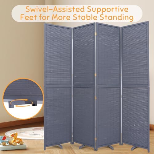 Bamboo Mesh Woven Room Divider 5.6FT, 4 Panel Folding Privacy Screen - Image 6