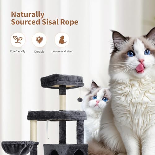 67-Inch Cat Tree with Bed, Observation Deck, Plush Platform & Toy Ball - Image 4