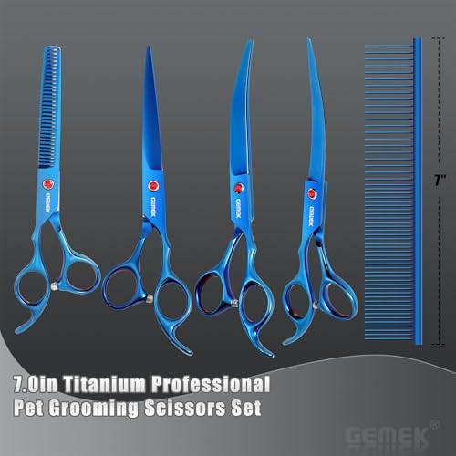 7.0in Titanium Dog Grooming Scissors Set - Image 6