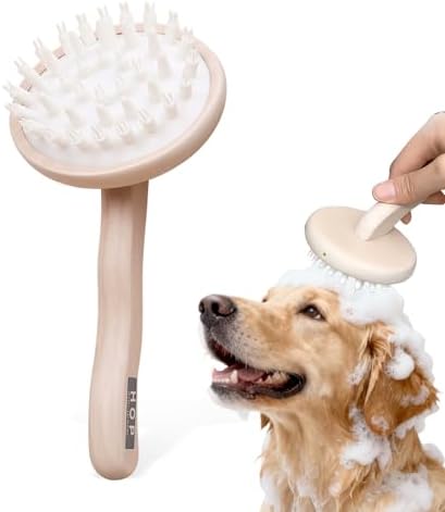 HOP Dog Bath Brush with Wooden Handle Dog Washing Brush 7.17in/18.2cm by HomeOfPaws