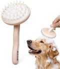 HOP Dog Bath Brush with Wooden Handle Dog Washing Brush 7.17in/18.2cm by HomeOfPaws